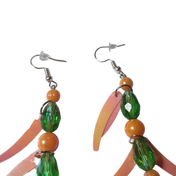 Handmade By Donovan Earrings Boho Bead Dangle Artisan Upcycled Twice Loved - Picture 5 of 6